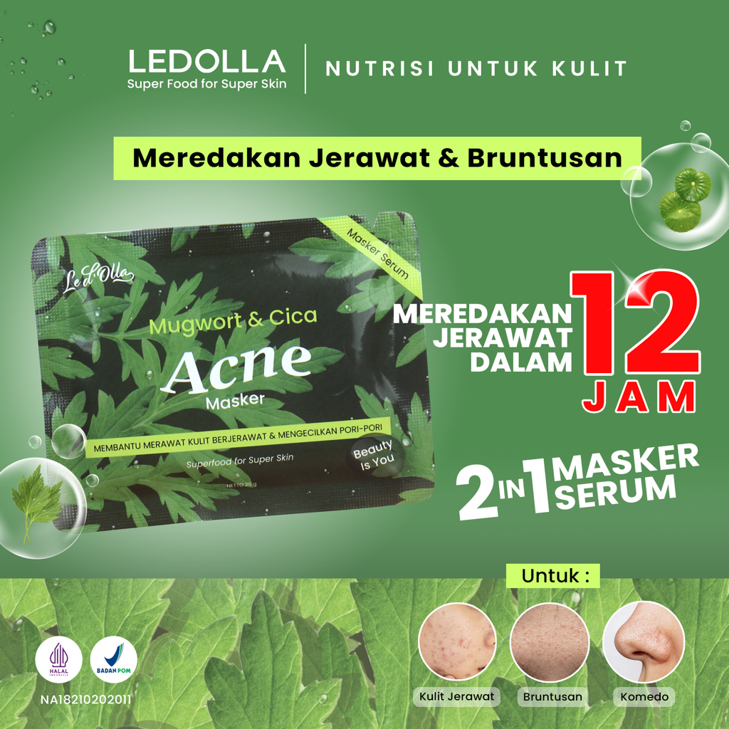 Jual Ledolla Mugwort And Cica Acne Masker Wajah Facial Mask Wash Off