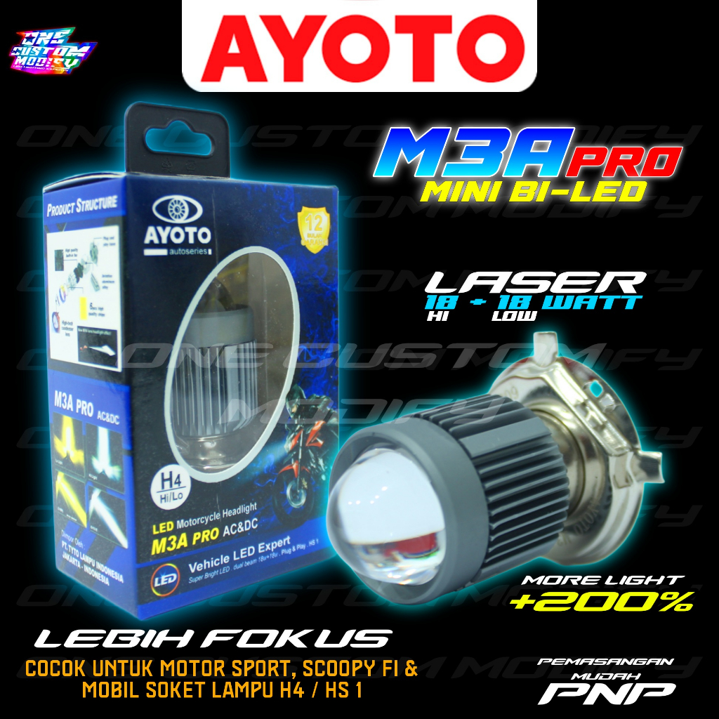 Jual Lampu Led M A Pro Laser Watt Hi Lo Ac Dc Ayoto Mini Biled Projie H Hs Lampu Depan