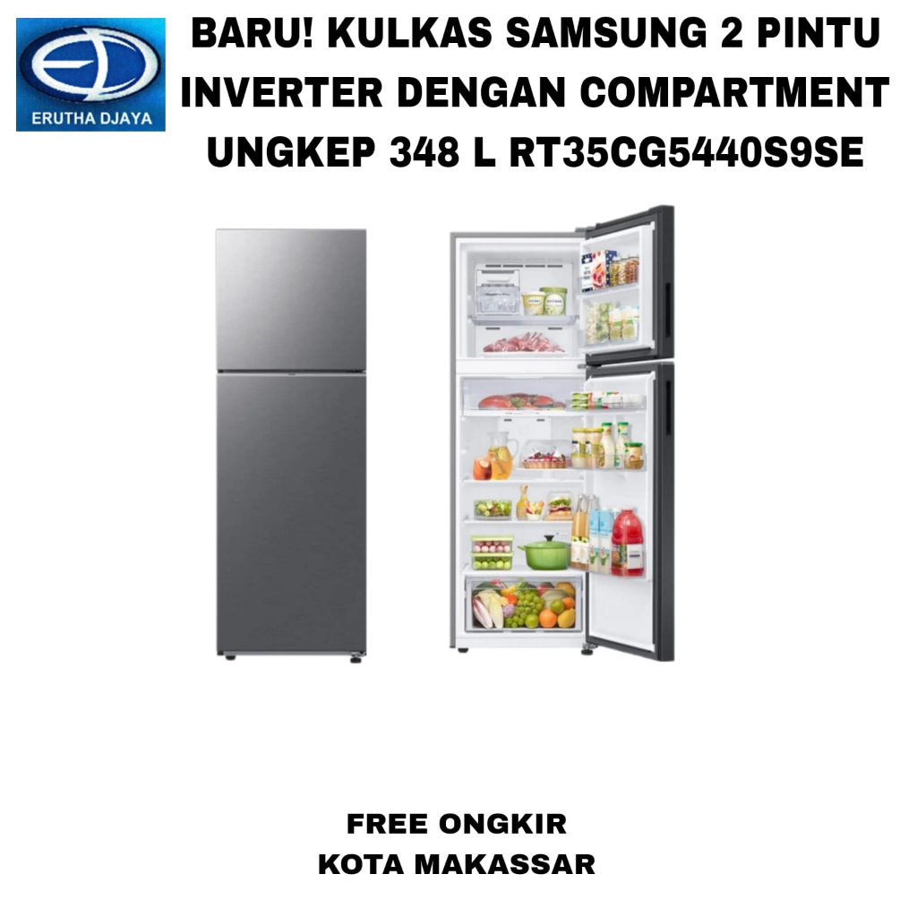 Jual KULKAS SAMSUNG 2 PINTU INVERTER DENGAN COMPARTMENT UNGKEP 348 L ...