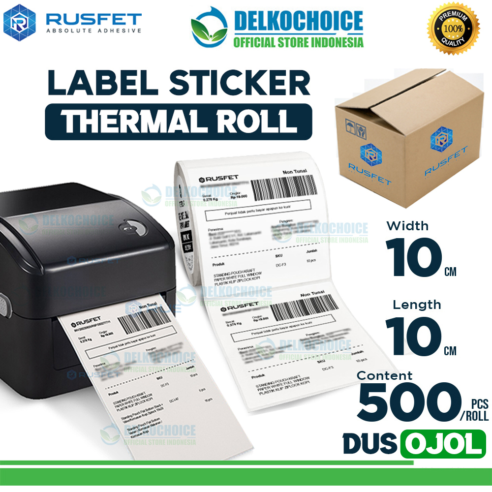 Jual Label Sticker Thermal Paper Roll Resi Barcode OLSHOP 10x10cm ...