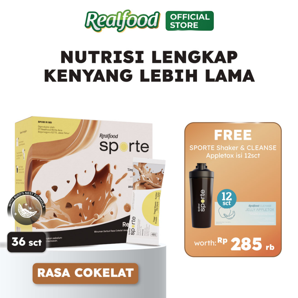 Jual Realfood Sporte Realmeals Cokelat Sereal Protein Bird’s Nest, 36