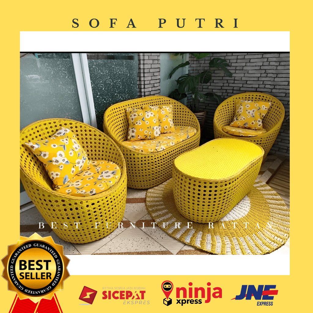 Jual Kursi Sofa Korsi Bangku Duduk Meja Teras Malas Santai Empuk Anyaman Rotan Sintetis Gentong