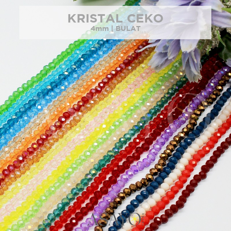 Jual (GROSIR) Kristal Ceko 4mm Bulat Labu Glass Beads Kaca Rainbow