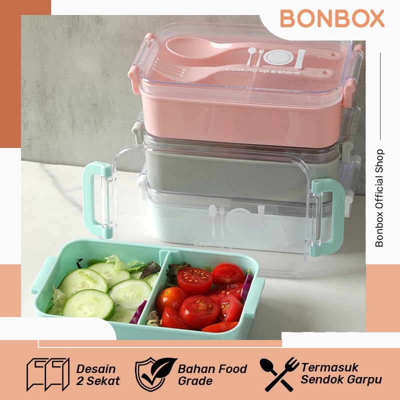 Jual LUNCH BOX BONBOX BTW21202 Kotak Makan Tempat Bekel Anti Tumpah ...