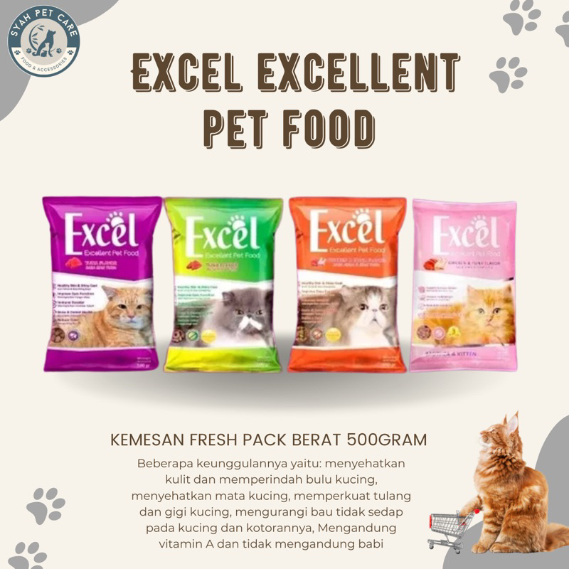 Jual EXCEL EXCELLENT CAT FOOD MAKANAN KUCING KERING 500g | Shopee Indonesia