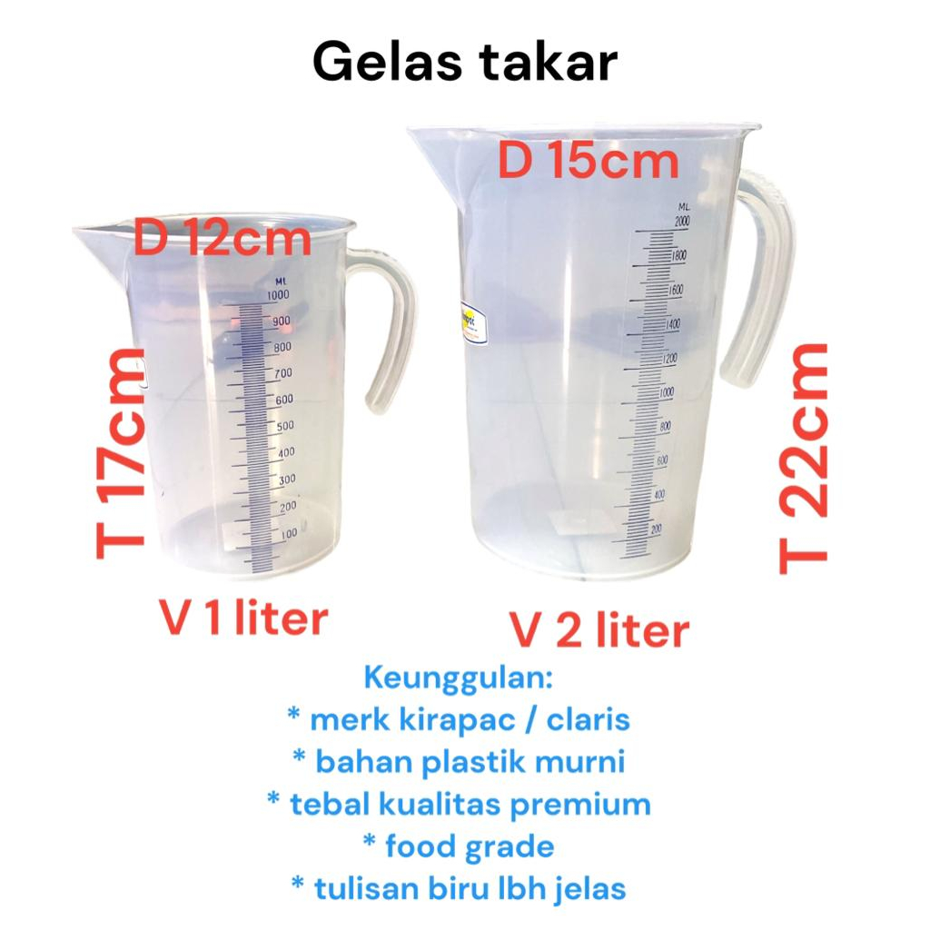 Jual Gelas Takaran Ukur Plastik 2 Liter Measuring Jug 2000 Ml Food Grade Shopee Indonesia 0606