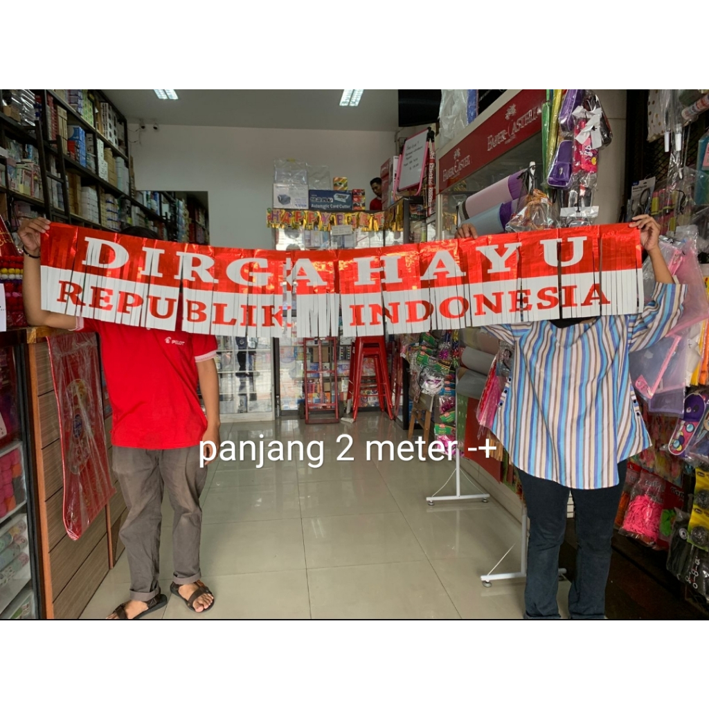 Jual rumbai tulisan dirgahayu RI 2 meter x 30 cm satuan solid | Shopee ...