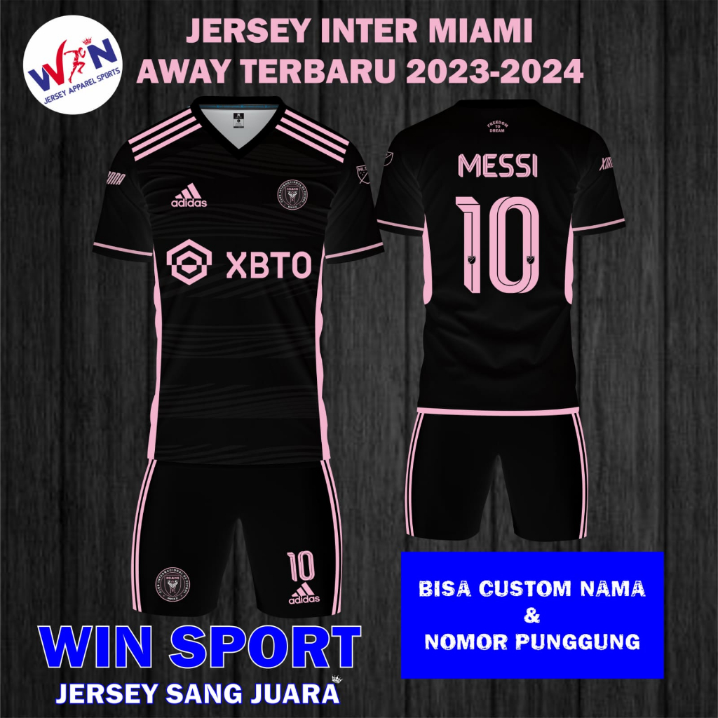 Jual Stelan Sepak Bola Jersey Inter Miami Away Jersey Messi Desain Full Printing