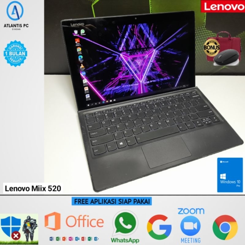 Jual Laptop Lenovo miix 520 Core i7 Gen 8 Ram 16GB SSD 128GB Windows 10 ...