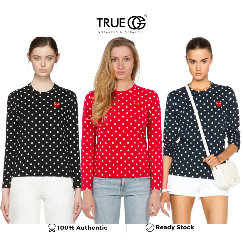 Comme des Garçons Play Long Sleeve Polka-Dot T-Shirt - Red