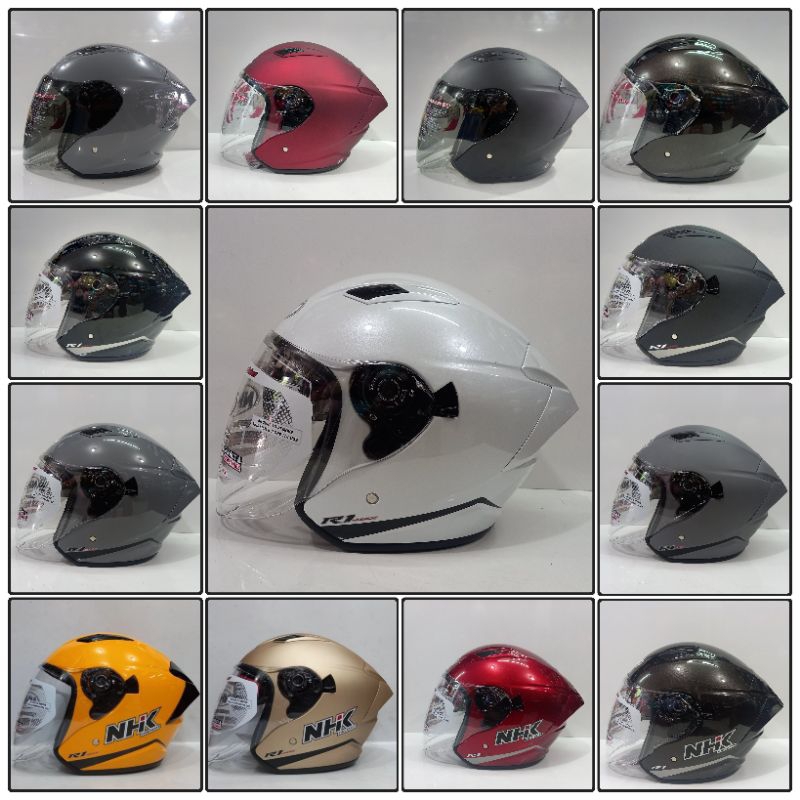 Jual HELM HALF FACE NHK R1 MAX SOLID DOUBLE VISOR & NHK R1 ELITE SINGLE ...