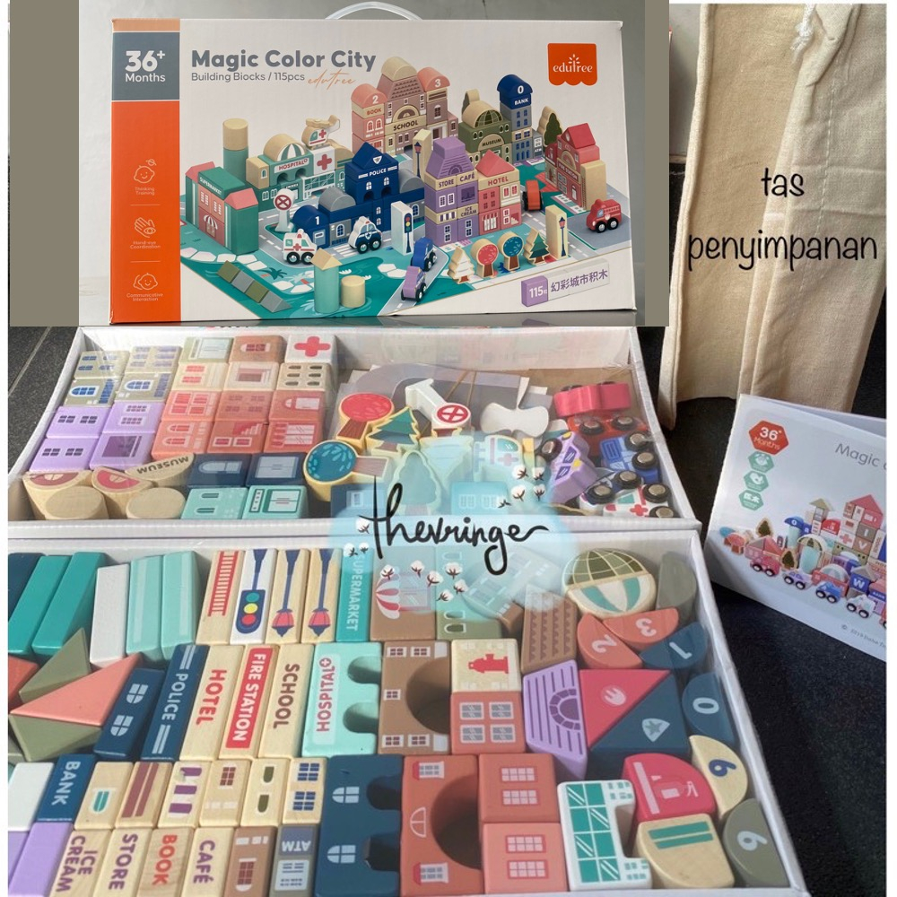 Jual MAGIC COLOR CITY BUILDING BLOCKS URBAN PASTEL 115 PCS block kayu mainan anak balok 115PCS Shopee Indonesia