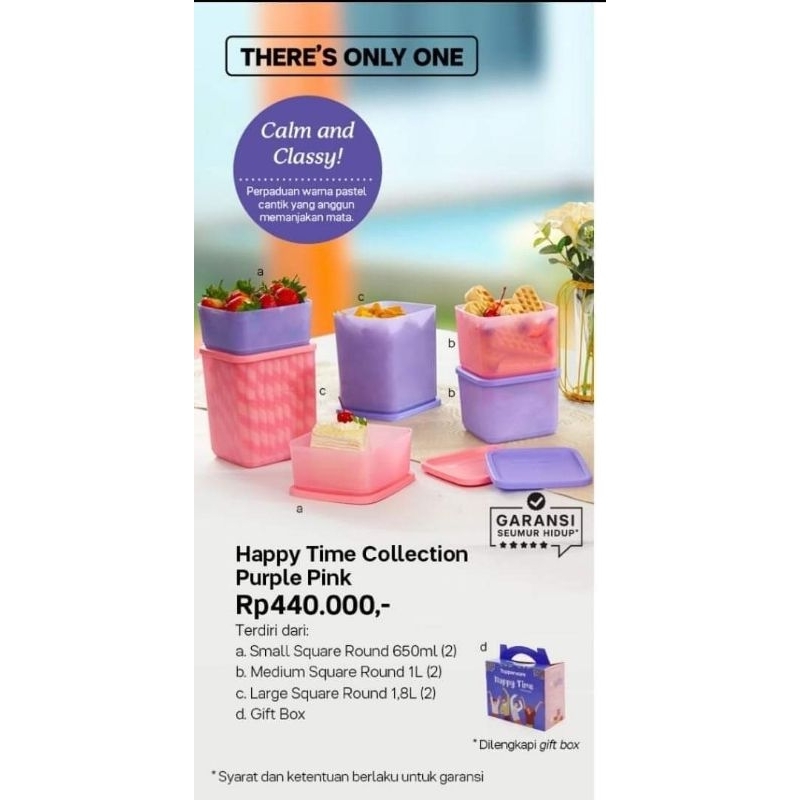 Jual Happy time Toples Tall square round set Tupperware | Shopee Indonesia