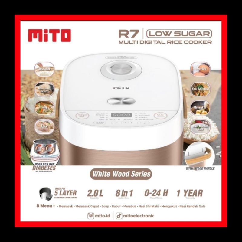 Jual Multi Digital Rice Cooker Mitochiba R7 2 liter Low Carbo 8 in 1
