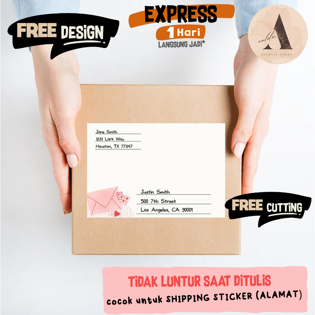 Jual (AMAN DITULIS) CETAK STICKER HVS ALAMAT SHIPPING ADDRESS /UCAPAN ...