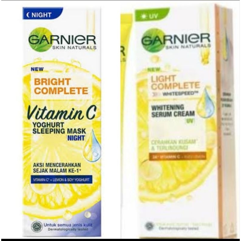 Jual Garnier Bright Complete Vitamin C Serum Cream UV Krim Siang ...