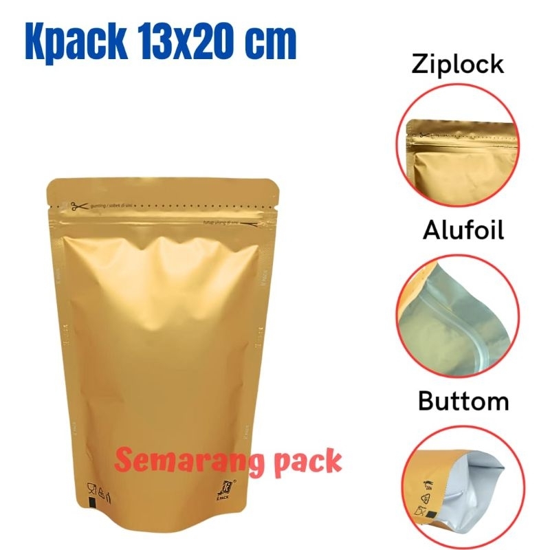 Jual Kemasan Standing Pouch Alumunium Foil Emas X Cm Klip Ziplock Isi Shopee Indonesia