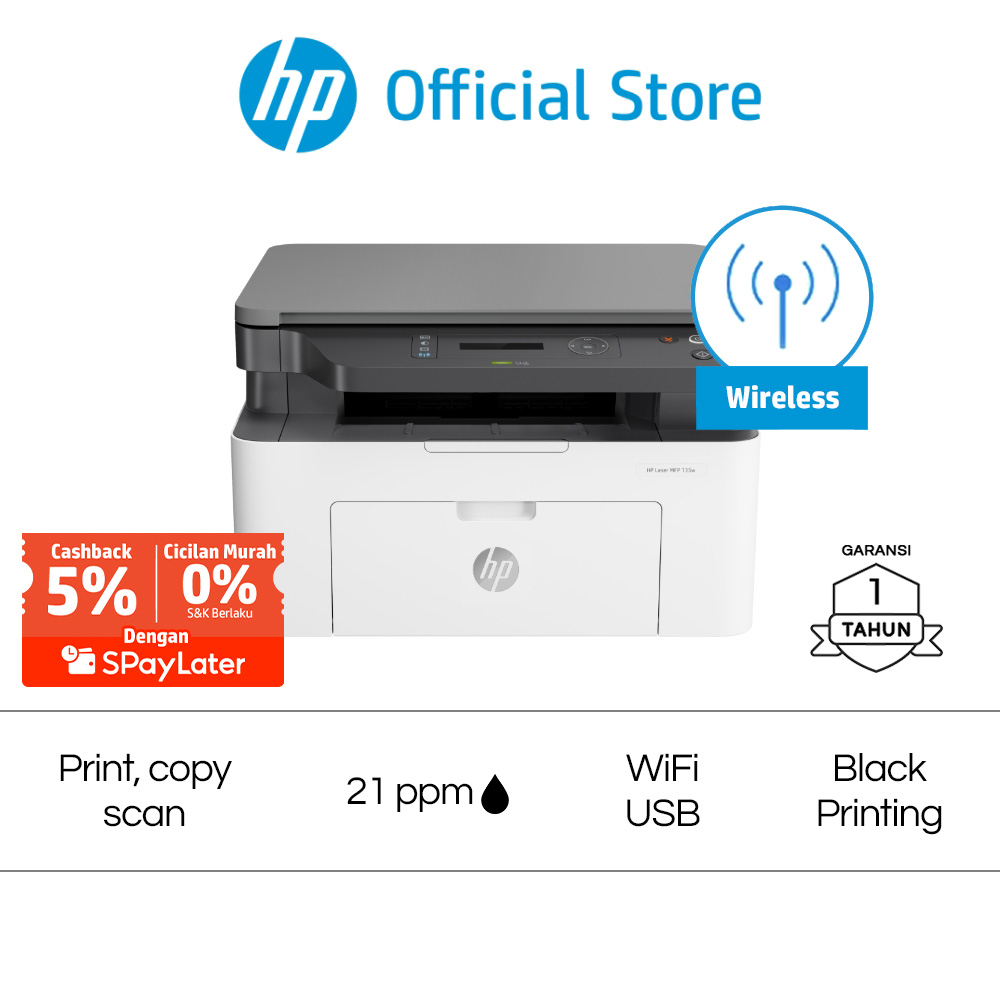 Jual Cicilan 0 HP Printer Laser MFP 135w Printer Hitam Putih ( Print