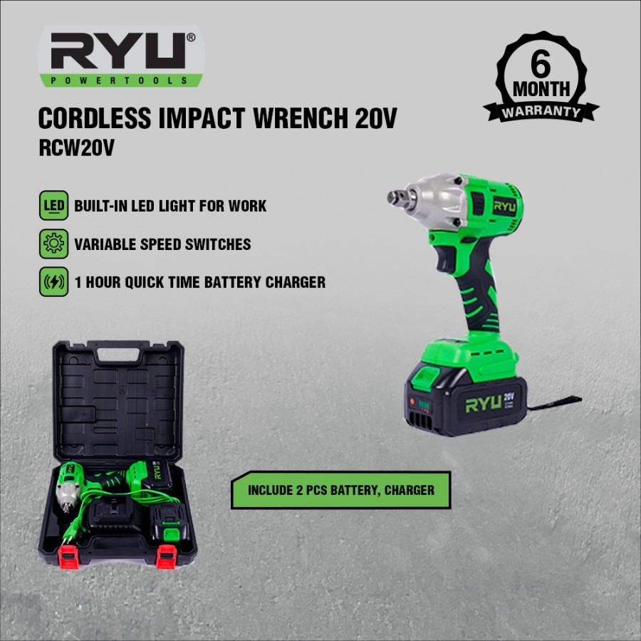 Jual RYU CORDLESS IMPACT WRENCH 20V - IMPACT WRENCH RCW 20V - BOR ...