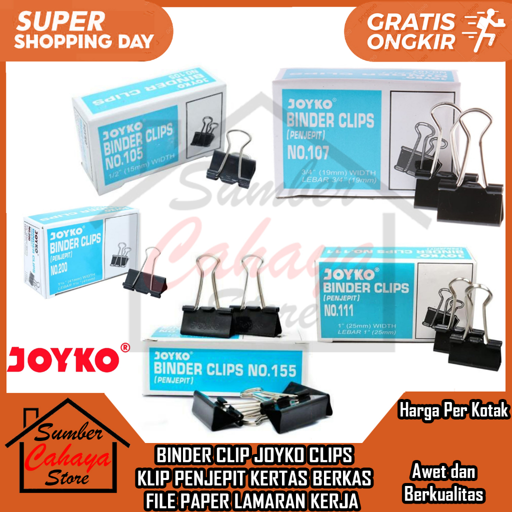 Jual BINDER CLIP JOYKO CLIPS KLIP PENJEPIT KERTAS BERKAS FILE PAPER ...