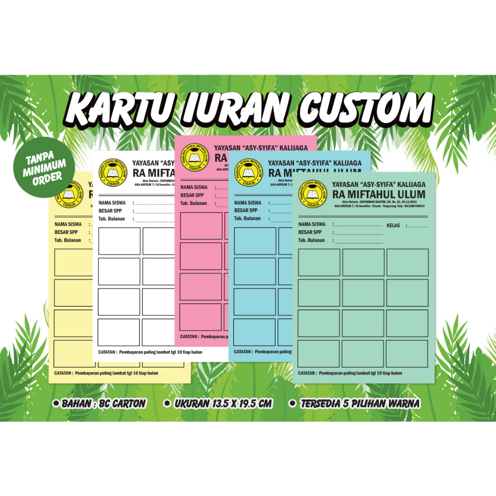 Jual CETAK KARTU SPP, KARTU IURAN, KARTU STOK BARANG | Shopee Indonesia