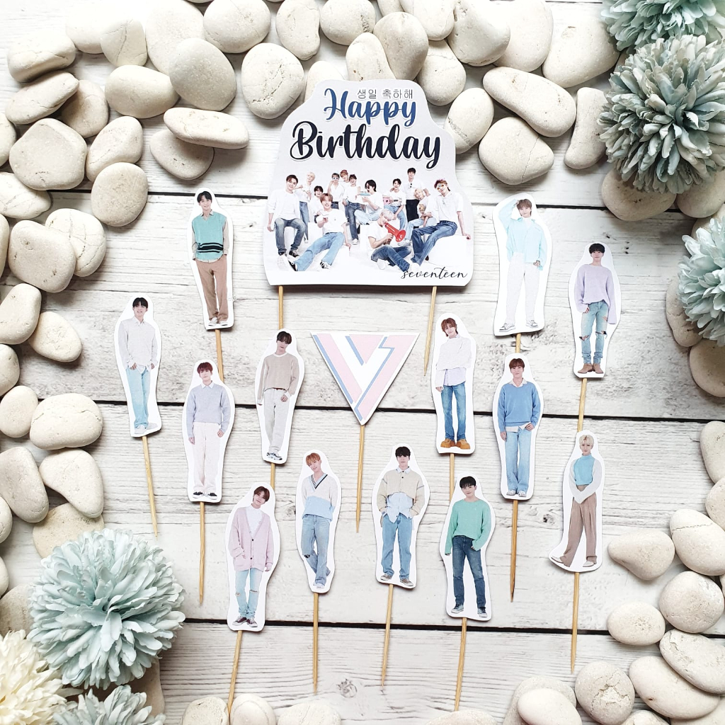 Jual Seventeen Kpop Idol Korea Boy Band Birthday Cake Topper Cupcake