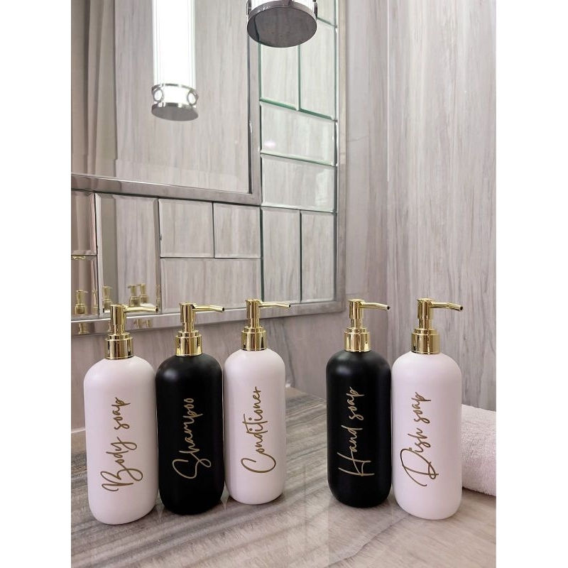 Jual ( LONG PIPE ) botol doff N24 HITAM PUTIH 500ml GOLD NEW PUMP LONG ...