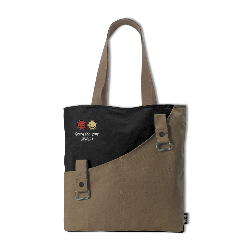 Jual INBL Tote Bag Etymology Black Cream Totebag Kanvas Resleting