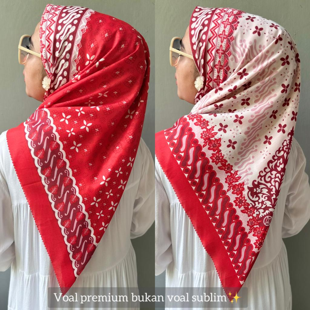 Jual Hijab Voal Motif Batik Merah Putihvoal Premium Bukan Sublim Premium Shopee Indonesia