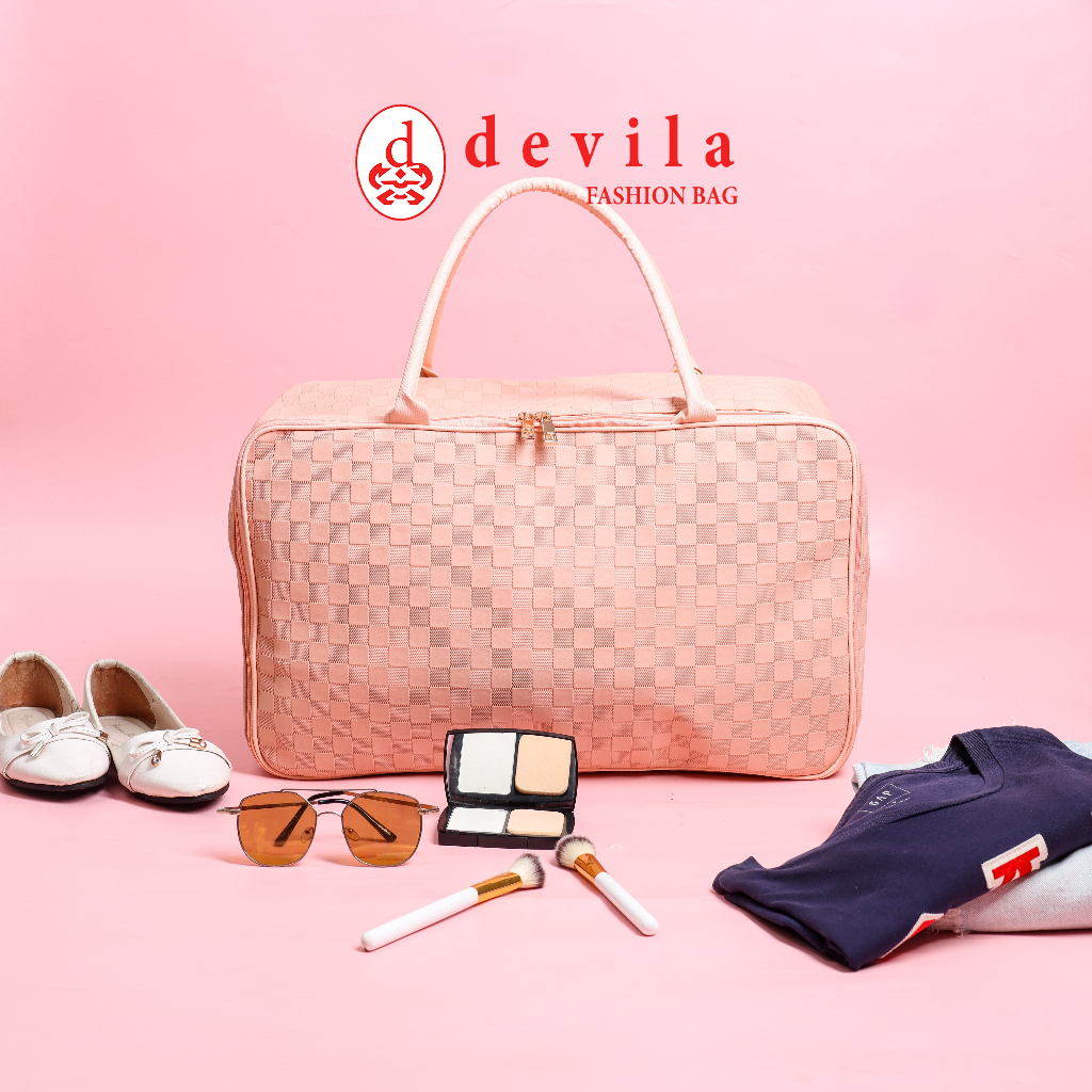 Jual DVLA LUXURY NUDE PINK BOXES WATERPROOF TRAVEL BAG JUMBO SIZE Tas