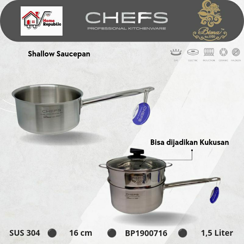 Jual Bima Chefs Shallow Sauce Pan Cm Cm Kukusan Klakat Steamer