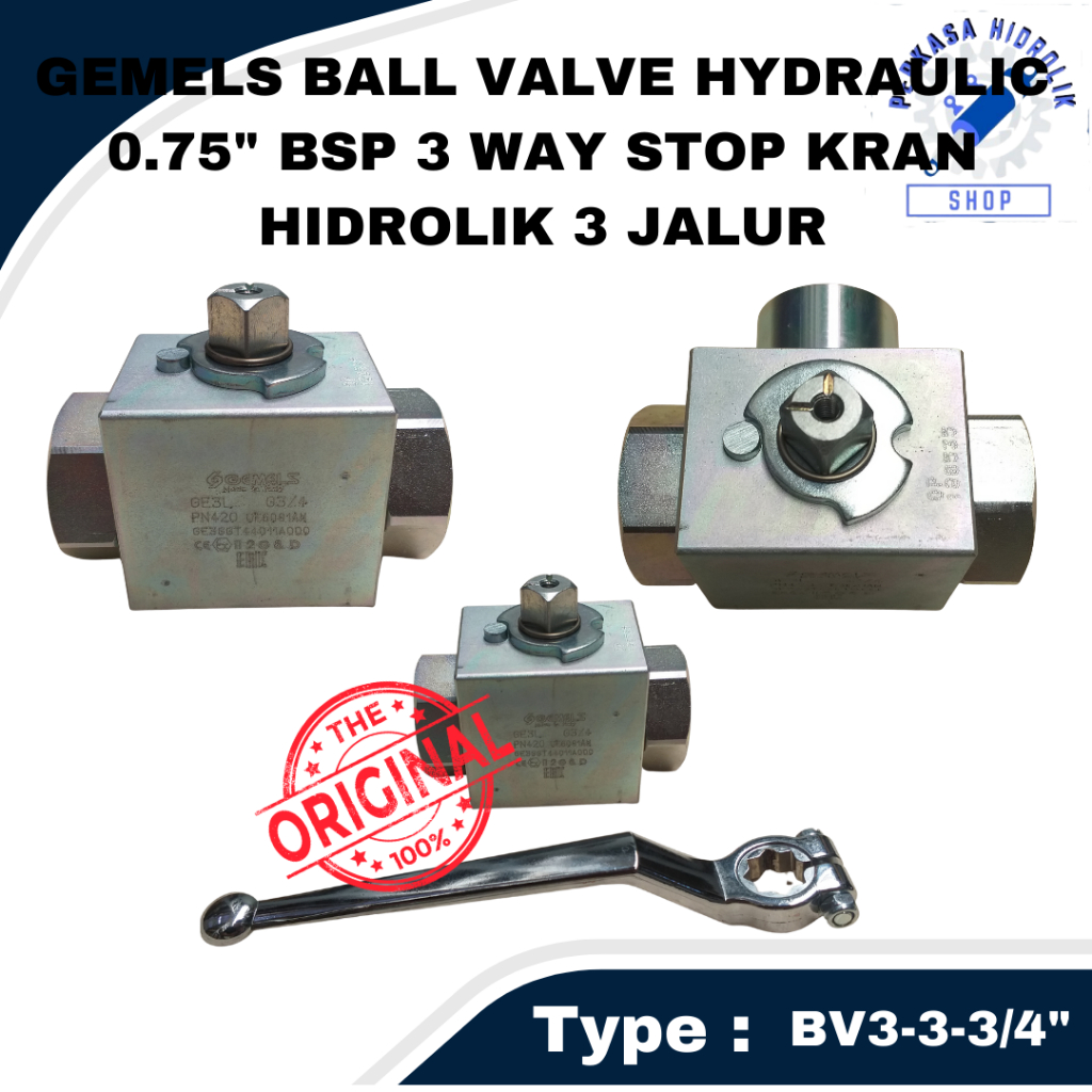 Jual GEMELS BALL VALVE HYDRAULIC 0.75" BSP 3 WAY STOP KRAN HIDROLIK 3