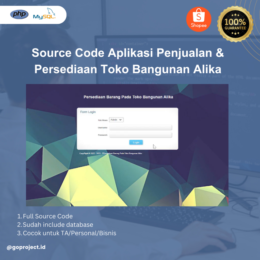 Jual Source Code Aplikasi Penjualan And Persediaan Toko Bangunan Alika Shopee Indonesia 1589