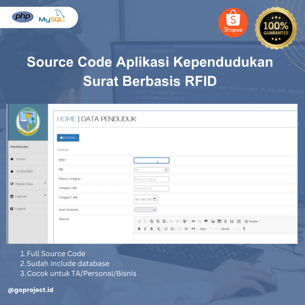 Jual Source Code Aplikasi Kependudukan Surat Berbasis RFID | Shopee ...