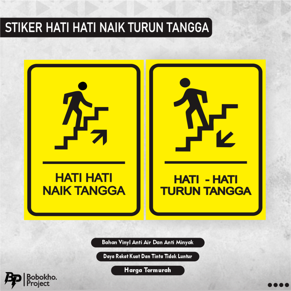 Jual Sign Sticker Hati Hati Naik Tangga Stiker Hati Hati Turun Tangga