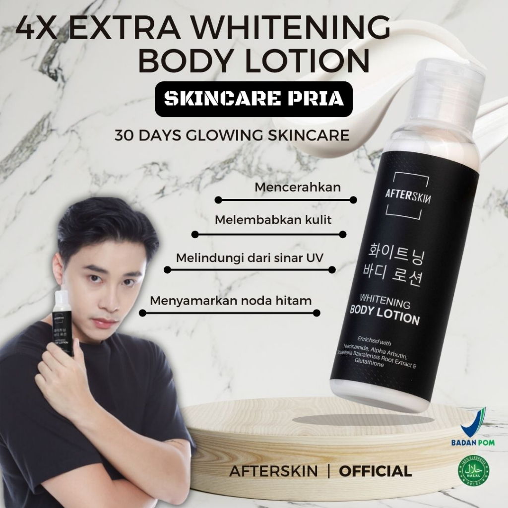 Jual [skincare Pria] Afterskin Whitening Body Lotion Pemutih Badan Ala