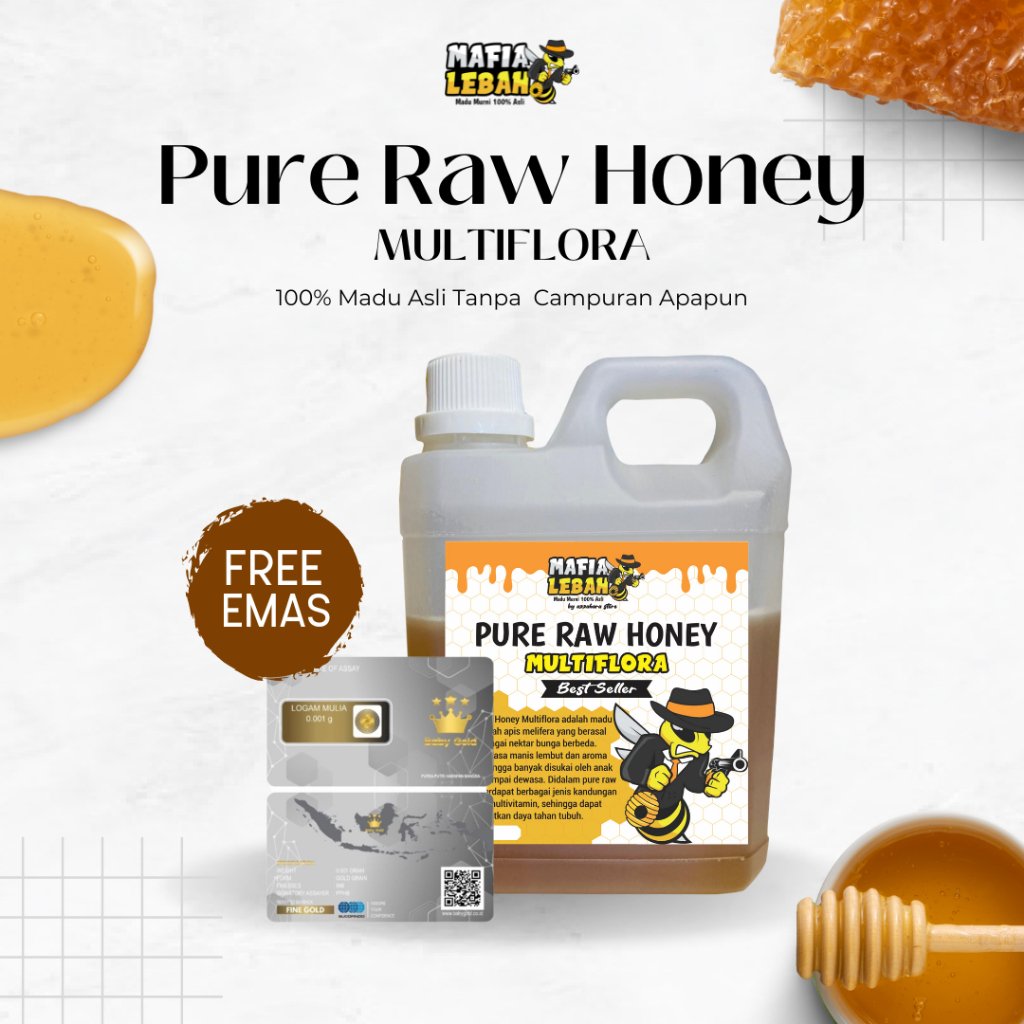 Jual Free Gold Madu Asli Madu Murni 100 Pure Raw Honey Multiflora 1kg Shopee Indonesia