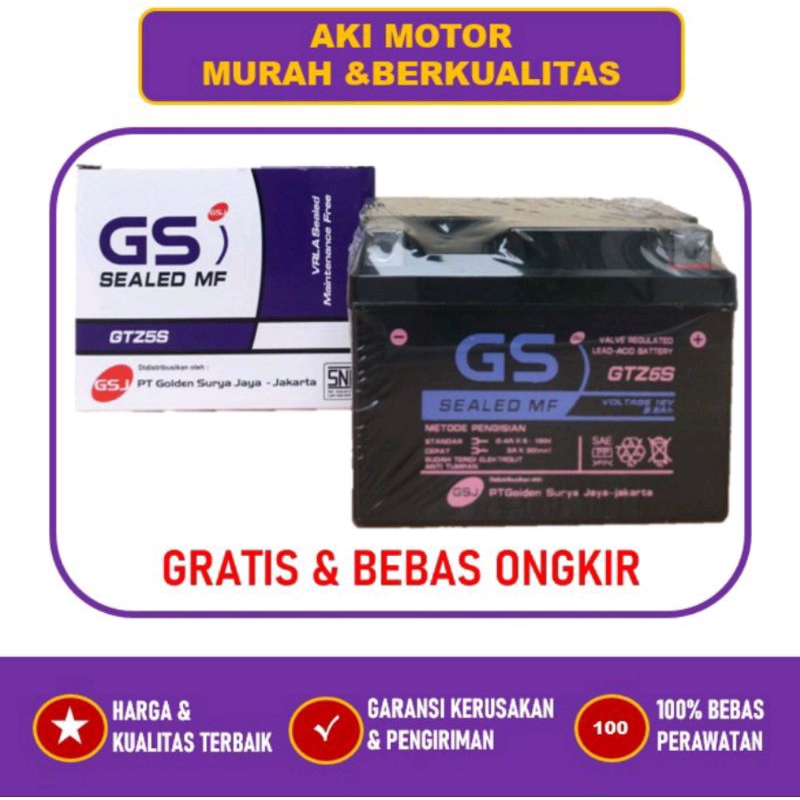 Jual Aki Accu Kering GS Motor Honda beat Scoopy Vario 110 Yamaha