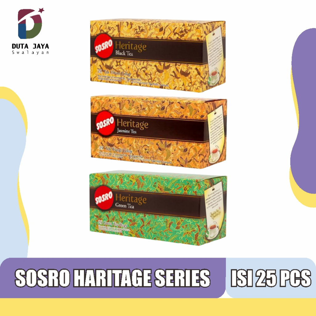Jual Sosro Heritage Series Teh Celup Jasmine Tea, Black Tea, Green Tea