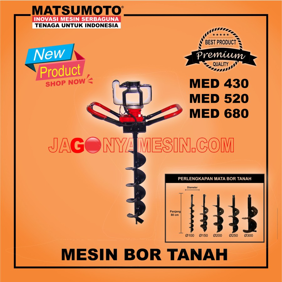 Jual MATSUMOTO Mesin Bor Tanah Type MED - 430 + DRILL 100 MM | Shopee ...