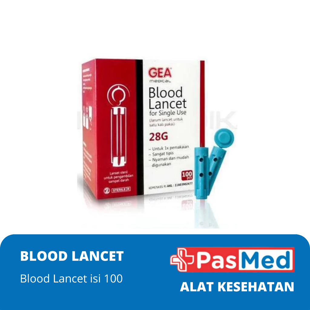 Jual GEA - Jarum Lancet / Jarum Gula Darah / Blood Lancet 28G Gea isi ...