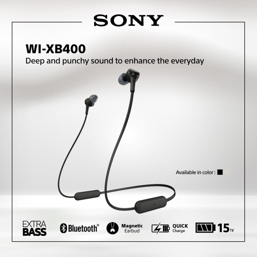Jual Sony WI-XB400 Earphone Wireless Earphone in-ear Extra Bass Battery ...