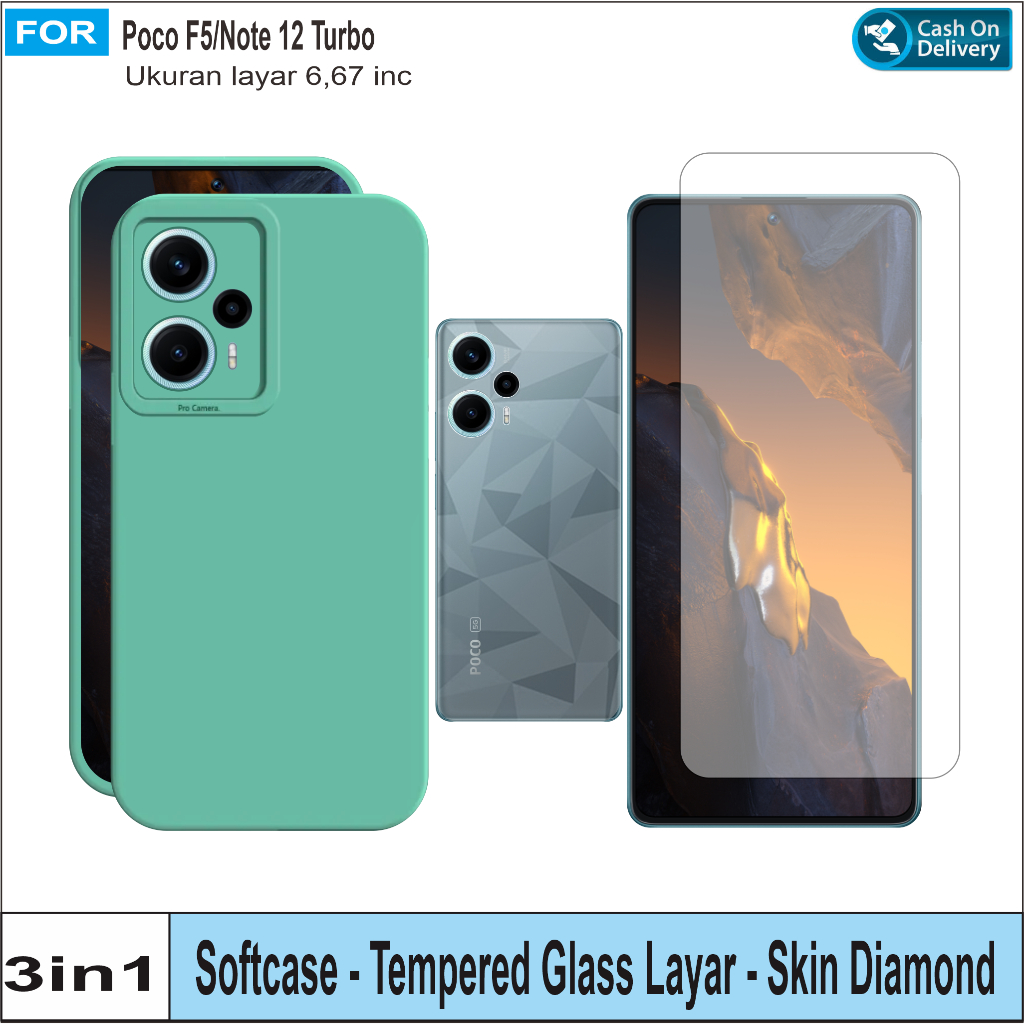 Jual Soft Case Poco F5 5g Paket 3in1 Casing Macaron Free Tempered Glass Layar Dan Skin Carbon