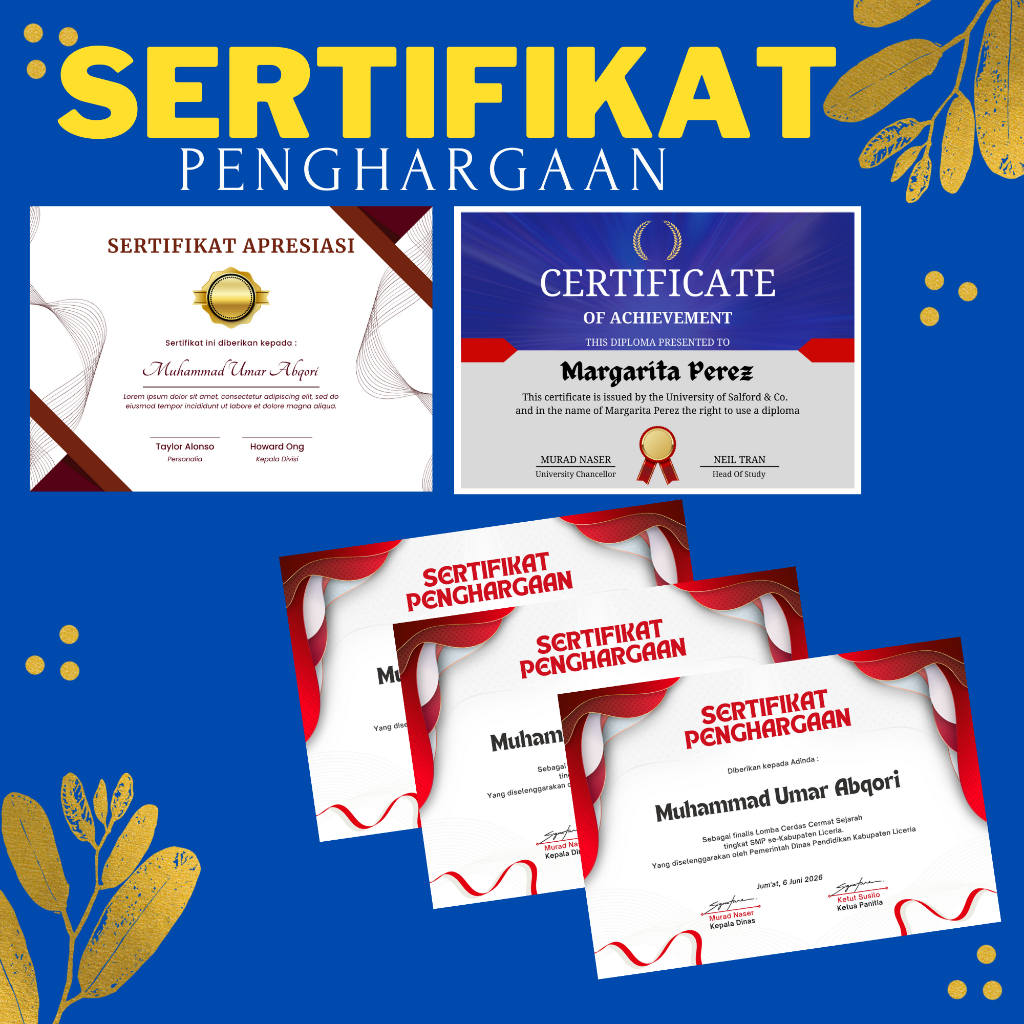 Jual Print Cetak Sertifikat Piagam Penghargaan Shopee Indonesia