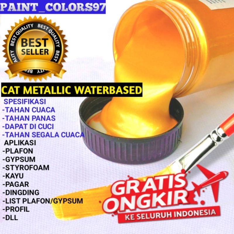 Jual Cat Gold Metalik Cat Emas Waterbased Akrilik Glossy Ml Cat Tembok Metallic Shopee