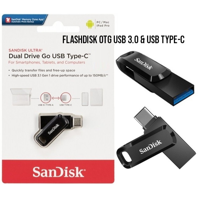 Jual Sandisk Dual Drive USB Type C Flashdisk OTG USB 3.0 Type C Ori ...