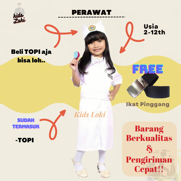 Jual Baju Perawat Anak Baju Anak Perempuan Kostum Profesi Perawat Cilik ...