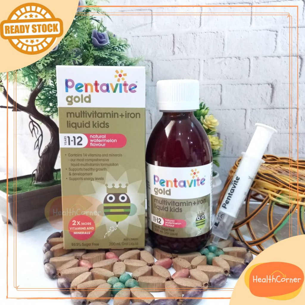 Jual Pentavite GOLD Multivitamin + Iron Kids Liquid 112y 200ml
