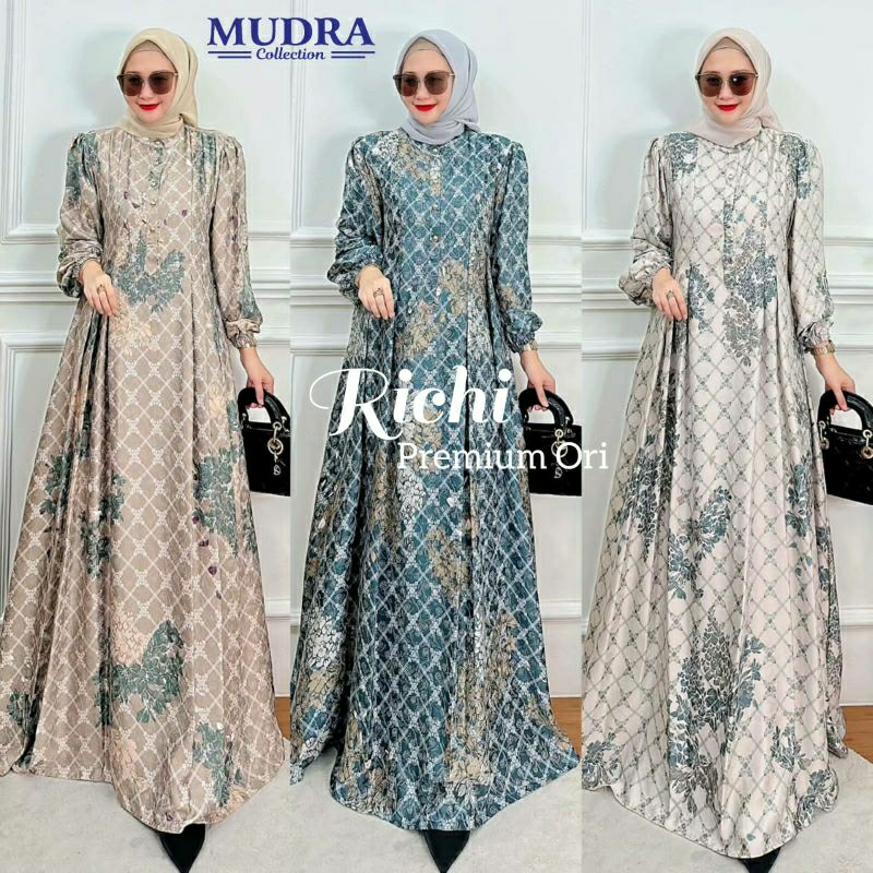 Jual new**RICHIE gamis maxy premium dress**bahan lionel richie premium ...