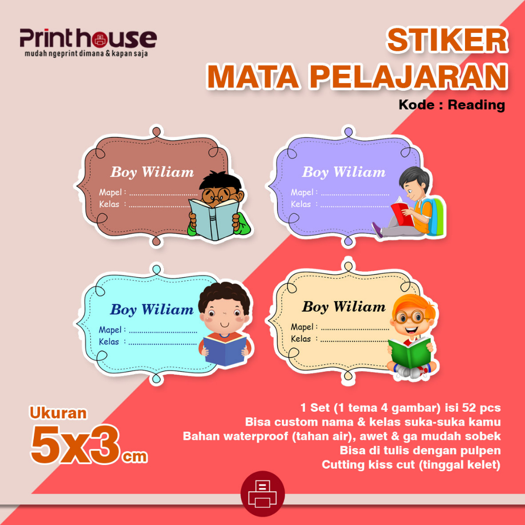 Jual Stiker Label Mata Pelajaran Custom Reading Shopee Indonesia